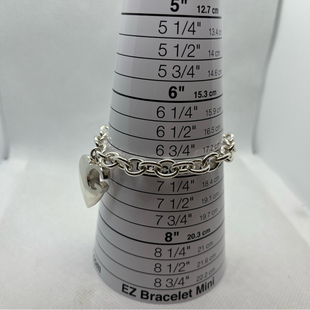 GUCCI Sterling Silver G Heart Charm Bracelet 925 Italy - Picture 5 of 10